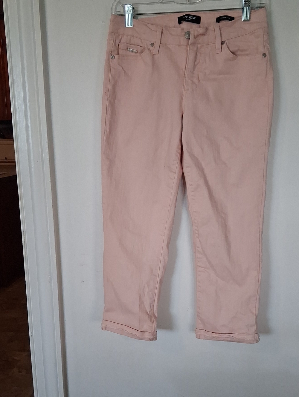 Nine West Pale Pink Cropped Straight Jeans